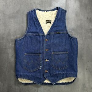 Vintage 1970s Wrangler No Fault Denim Sherpa Lined Vest USA Mens L